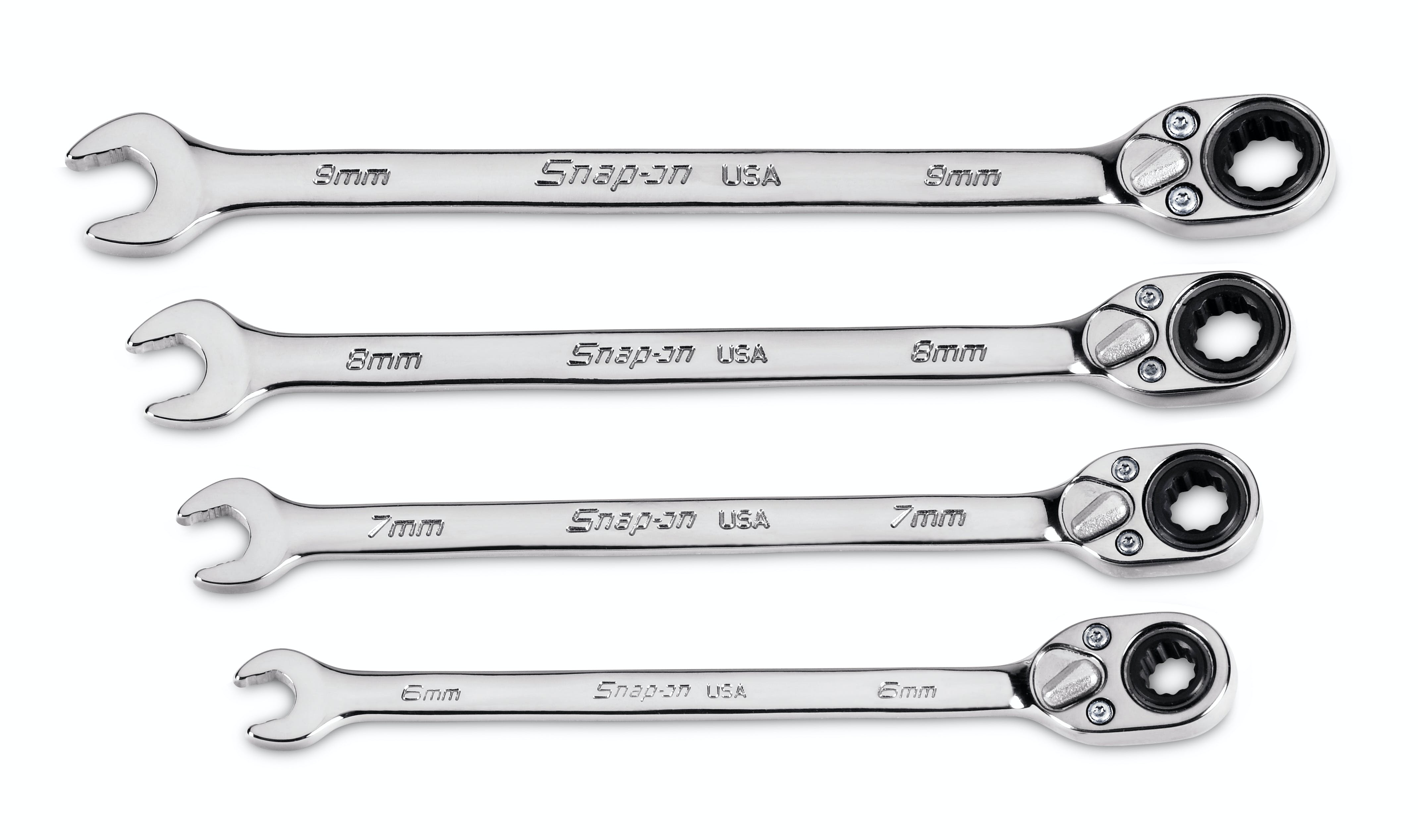 4 pc Metric Flank Drive® Plus Reversible Ratcheting Combination Wrench Set (6-9 mm) | SOXRRM704A 4 pc Metric Flank Drive® Plus Reversible Ratcheting Combination Wrench Set (6-9 mm) | SOXRRM704A